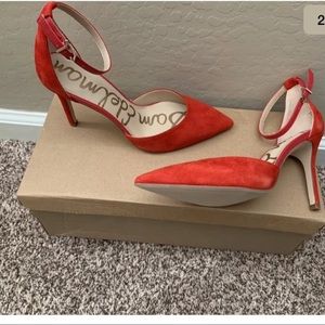 Sam Edelman Harlow Pump Red Suede Heels size 7 W